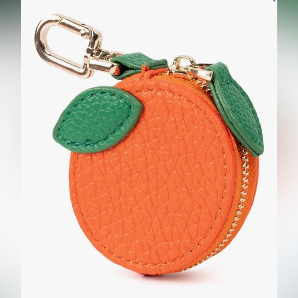 Orange Coin Purse with Green Leaf Accent NWT